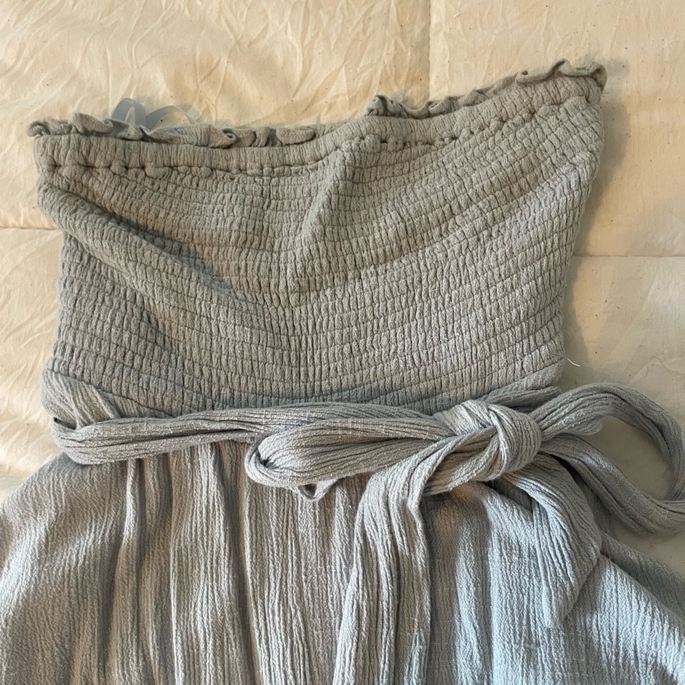 Gray Strapless Ruffle Romper - Picture 3 of 6